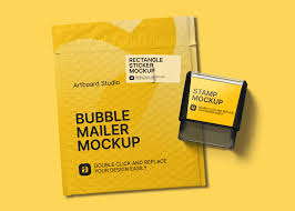Download Bubble Mailer And Stamp Mockup Scene