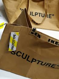 Virgil Abloh S Ikea Collection Includes A Giant Receipt Rug And A Mona Lisa Lightbox Tote Handbags Ikea Paper Shopping Bag