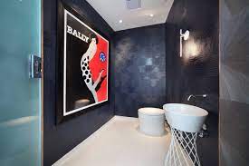 Use a glass divider to make a large space in the bathroom. Masculine Bathrooms Houzz