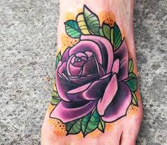 Purple Rose Tattoo By Matt Webb Post 16483 Purple Rose Tattoos Traditional Rose Tattoos Purple Tattoos