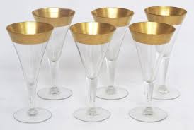 Mid century modern cocktail glasses. Vintage Dorothy Thorpe Set Of 7 Wine Glasses With Gold Band 280 50 Wine Glasses Antique Glassware Gold Bands