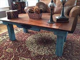 Find the perfect home furnishings at hayneedle, where you can buy online while you explore our room designs and curated looks for tips, ideas & inspiration to help you along the way. Diy Pallet Teal Blue Distressed Coffee Table 101 Pallets