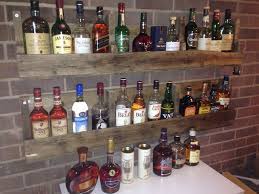 Pallet Whiskey Shelves In Mancave Drink Display Alcohol Bar Bar Displays