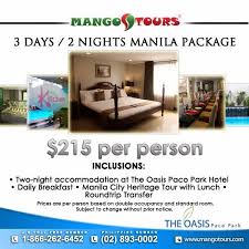 Mango Tours The Oasis Paco Park Hotel Manila Package Park Hotel Hotel Cheap Travel Deals