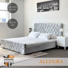 Mattress toppers & protectors pillows sheets & pillowcases duvet covers comforters & quilts coverlets. Furniture Kings Silver Grey Queen King Bed Velvet Fabric Tuffed Upholstered