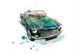 Classic Mg Art Print Classic Car Vintage Car Illustration Etsy Car Illustration Classic Cars Car And Motorcycle Design