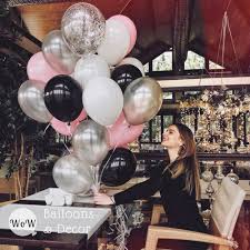 Black And White Balloons Birthday Decorations Balloons Black White Pink Silver Pink Graduation Party Black Party Decorations Pink Party Decorations