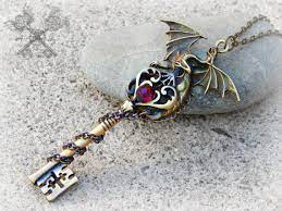 Gothic Dragon Key Necklace Garnet Dragon Necklace Dragon Etsy Dragon Necklace Amazing Jewelry Dragon Jewelry