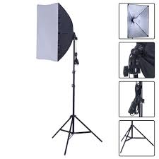 2 Pcs Softbox Lighting Kit With Light Stands And Carry Bag For Video Socialite Lighting