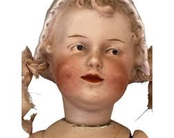 Antique 8-1/2" Gebruder Heubach Doll Bisque Bonnet Head Germany Composition  Body