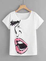 Face Print Teefor Women Romwe T Shirts For Women Shirt Print Design T Shirt Painting