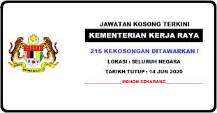 Sekiranya anda, seorang warganegara malaysia yang cukup syarat kelayakan dan berumur tidak kurang daripada 18 tahun pada tarikh tutup. Terkini 215 Kekosongan Jawatan Ditawarkan Di Kementerian Kerja Raya Kemaskini Jawatan Malaysia
