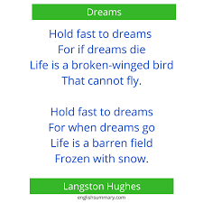 Dreams Poem By Langston Hughes Summary And Analysis Langston Hughes Langston Hughes Poems Hughes