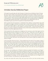29 november 2018) twitter facebook email. Christian Service Reflection Paper Phdessay Com