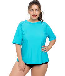 Attraco Womens Rashguard Swimsuit Rash Guard Swim Shirts Rashguard Tops 3x Blue Learn More By Visit Plus Size Swim Shirt Women S Plus Size Shorts Swim Shirts