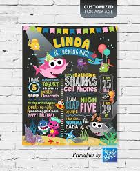 Birthday Poster Board Ideas Baby Shark Chalkboard Stats Poster For Boy Girl Etsy Birthday Poster Board Shark Theme Birthday Shark Themed Birthday Party