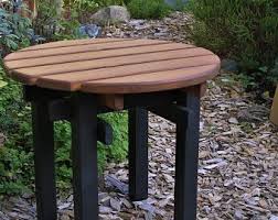 Two Tone Pine Outdoor Side Table Garden Deck Patio Choose From 10 Colors Handcrafted Colorful Outdoor Furniture Wooden Outdoor Table Outdoor Side Table