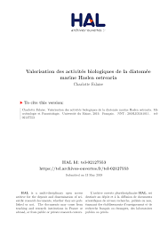 Pdf Valorisation Des Activites Biologiques De La Diatomee Marine Haslea Ostrearia