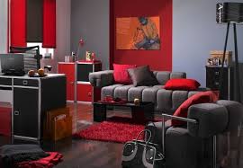 Other good color combos include matching red with grey, with green, or with gold. Home Decoration Pop Art Living Room Design With Black Red Color Themes Design The Family Room Wit Grey And Red Living Room Black Living Room Living Room Grey