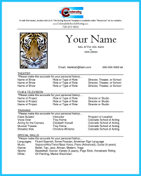 actors resume example no experience