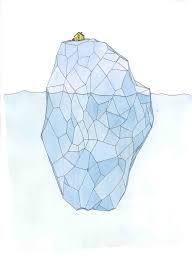 Iceberg Original Ink Watercolor Drawing Private Island