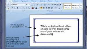 All you need is a stack of blank index cards and a printer that will print on them (most will these days). Index Card On Microsoft Youtube