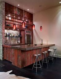 Large modern galley seated home bar in san francisco with beaded inset cabinets, dark wood cabinets, granite benchtops, dark hardwood floors and brown floor. 58 Exquisite Home Bar Designs Built For Entertaining