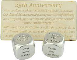 You set a budget for work anniversary level 25, and we do the rest by providing a list of gifts your employees can choose from. Amazon Com 25 Year Anniversary Metal Date Night Dice Create A Unique 25th Anniversary Date Night Toys Games