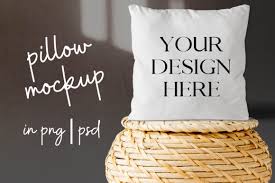 White Pillow Mock Up On Wicker Basket Graphic By Mockup Venue Creative Fabrica In 2020 Business Card Mock Up Wicker Baskets Mockup Design
