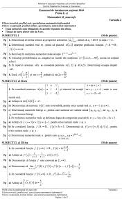 N mulimea m2 ( \ ) se. Model Bac 2016 Matematica Stiinte Ale Naturii