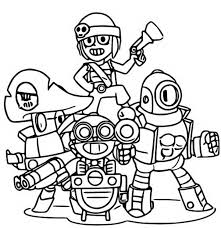 Blue winter mittens vector art illustration. Coloring Page Brawl Stars Super Rare Brawlers 37