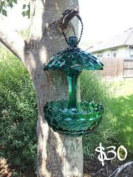 Combination Bird Bath And Feeder Pin By Stephanie Dean On Fun With Glass Glassware Garden Art Glass Bird Feeders Glass Bird Bath
