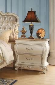 Chantelle Nightstand W Granite Top In Pearl White Acme Furniture 23543 White And Gold Bedroom Furniture Furniture Luxury Bedroom Decor