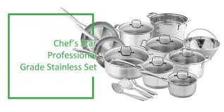 Chef S Star Professional Grade Stainless Steel 17 Piece Pots Pans Set Induction Ready Cookware Set Reviews Cookware Set Cookware Set Stainless Steel Stainless Steel Cookware