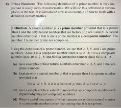 The number 1 is not considered a prime number. Solved 13 Prime Numbers The Following Definition Of A P Chegg Com