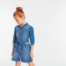 Robe 2 en 1 créponné pour fille dessous : Acheter Robes Bleu Fille Okaidi Obaibi