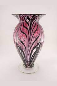 Hand Blown Art Glass Vase Pink And Black Hand Blown Glass Art Art Glass Vase Glass Artwork