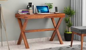 Buy Poppy Solid Computer Desk Honey Finish Online In India Wooden Street In 2020 Study Table Designs Office Table Design Wooden Study Table