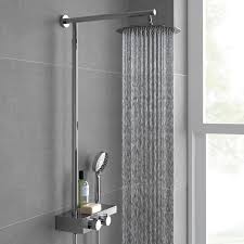 Round Exposed Thermostatic Mixer Shower Kit Large Head Mixer Shower Large Shower Heads Shower Kits