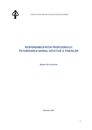 Educația și formarea profesională continuă de o secvență din procesul de formare continuă a cadrelor didactice: Pdf Responsabilitatea Profesorului In Formarea Moral AfectivÄƒ A Tinerilor Raport De Cercetare Irimia Andra Academia Edu