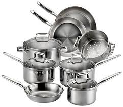 Tfal E469sc Triply Stainless Steel Multiclad Dishwasher Safe Oven Safe Cookware Set 12piece Silver Cookware Set Stainless Steel Safest Cookware Cookware Set