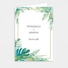 Que ton règne vienne, par le sacrement du mariage, nous nous engageons dès aujourd'hui à fonder une que ta volonté soit faite famille dans la foi chrétienne et le respect de nos valeurs. Livret De Messe Mariage Jardin Tropical Faire Part Elegant