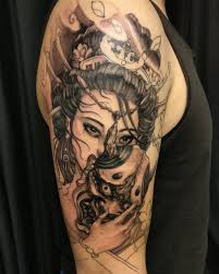 Geisha And Hannya In Progress Chronicink Asiantattoo Asianink Irezumi Tattoo Geisha Han Hannya Maske Tattoo Japanische Geisha Tattoo Japanische Tattoos