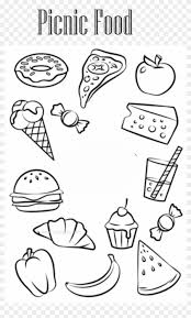 Food coloring pages are an easy way to introduce your child to foods from across the globe. Picnic Food Coloring Pages Printable Colouring Pages Food Clipart 1981001 Pikpng