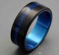 Black And Blue Wedding Band Tron Titanium Resin Wedding Band By Minterandrichterdes On Etsy 325 00 Usd Via Etsy Very Cool But Wonder Wedding Men Wedding Bands Wedding