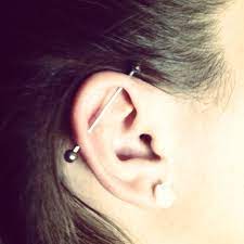 My Industrial Piercing Industrialpiercing Barbell Industrial Earpiercing Piercings Piercing Jewelry