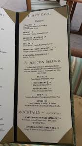 The thirsty camel at the phoenician is no ordinary hotel bar. Thirsty Camel Lounge Menu 1 Of 2 Picture Of The Phoenician A Luxury Collection Resort Scottsdale Scottsdale Tripadvisor