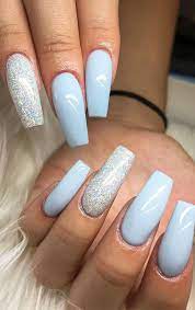 39 Pretty Nail Art Designs For Long Acrylic Nails 2020 Part 27 Blue Glitter Nails Blue Coffin Nails Blue Acrylic Nails