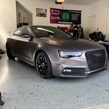 Pics of this 14' Audi S5, in for full vinyl wrap to @3mfilms satin dark  grey ️ Installers: @spoolzone Material: @3mfilms satin dark grey  #wrappermapper #tampa #audis5 #wrapped #ppf #wrapping #satindarkgrey