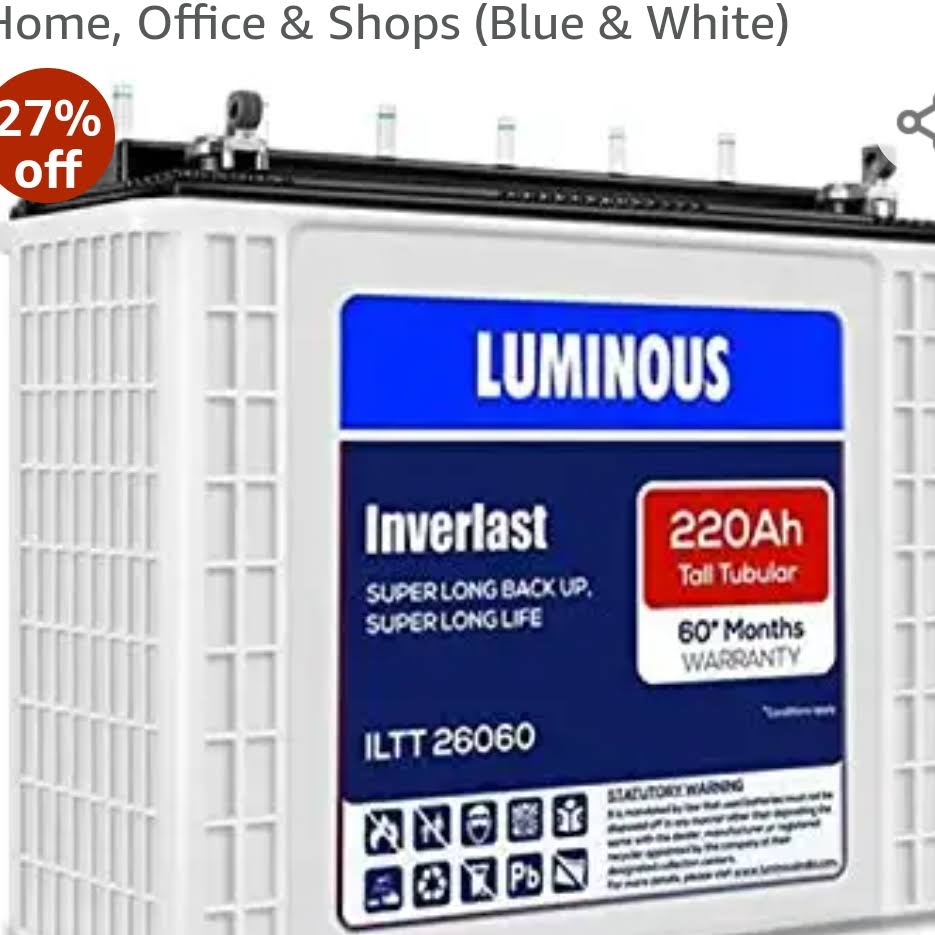 All Types Luminous Inverter And Battery Available. product image